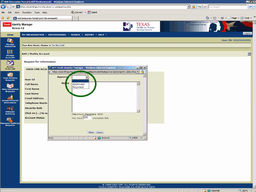 Screenshot of the Request Disposition window